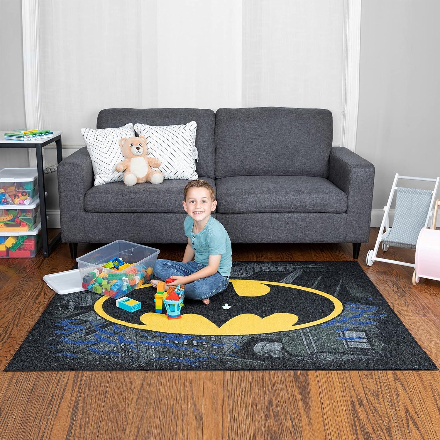 Alfombra de Área Antideslizante Franco Kids Room 175x132 cm Batman
