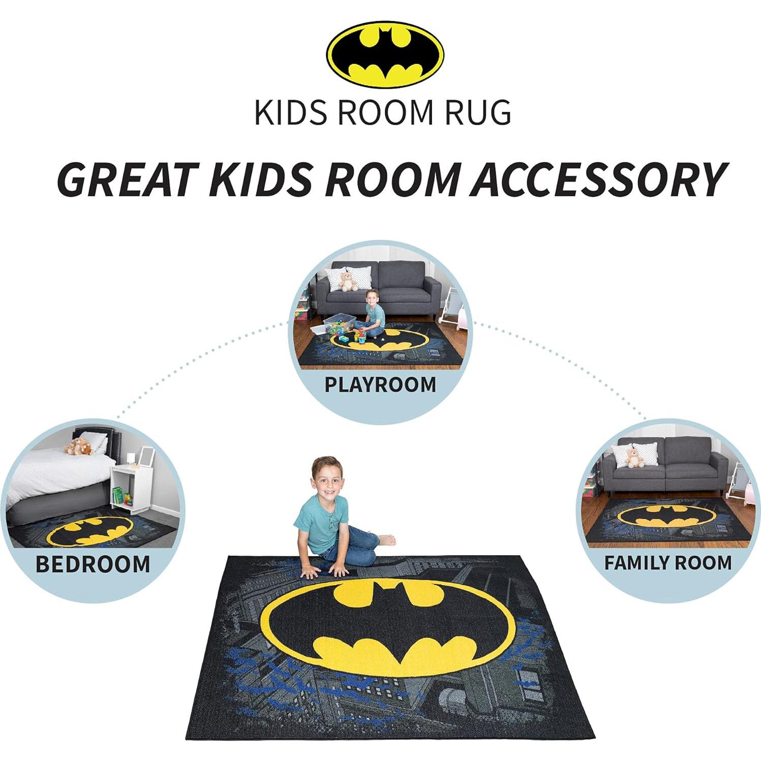 Alfombra de Área Antideslizante Franco Kids Room 175x132 cm Batman