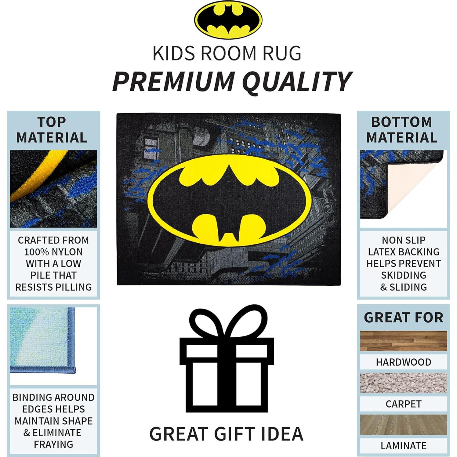 Alfombra de Área Antideslizante Franco Kids Room 175x132 cm Batman