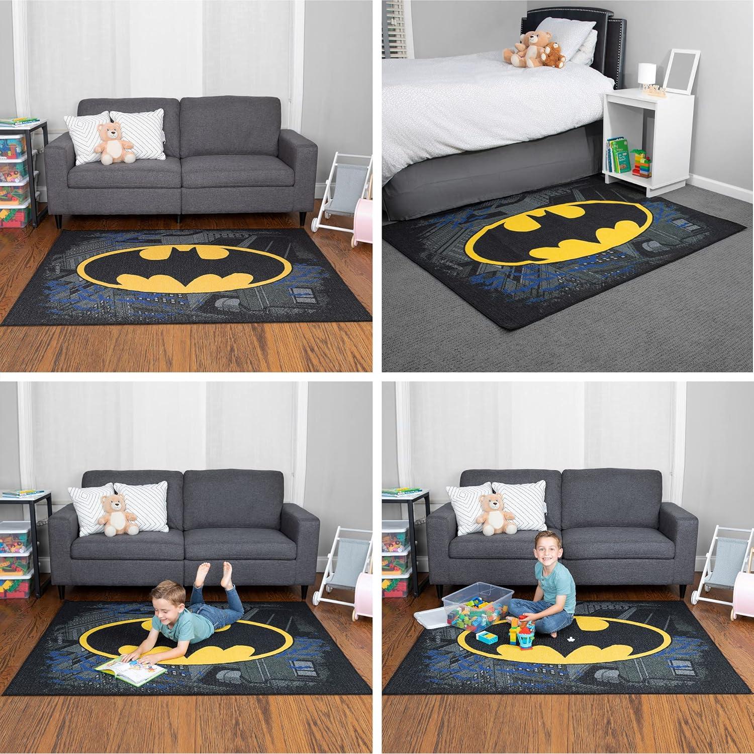 Alfombra de Área Antideslizante Franco Kids Room 175x132 cm Batman