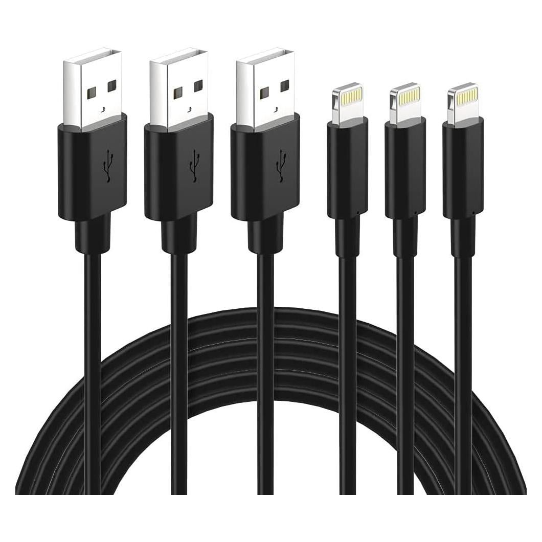 Cable Lightning MFi Nikolable 3Pack 3FT Carga Rápida Negro
