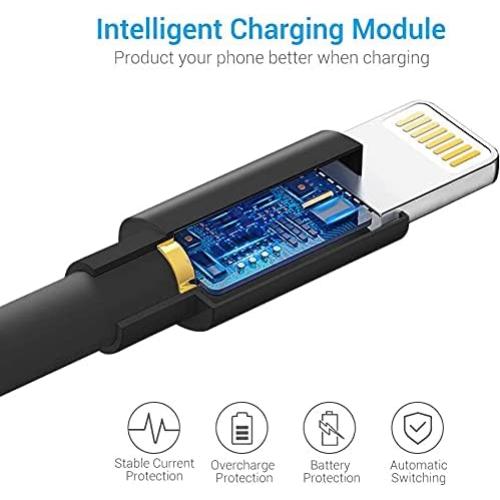 Cable Lightning MFi Nikolable 3Pack 3FT Carga Rápida Negro