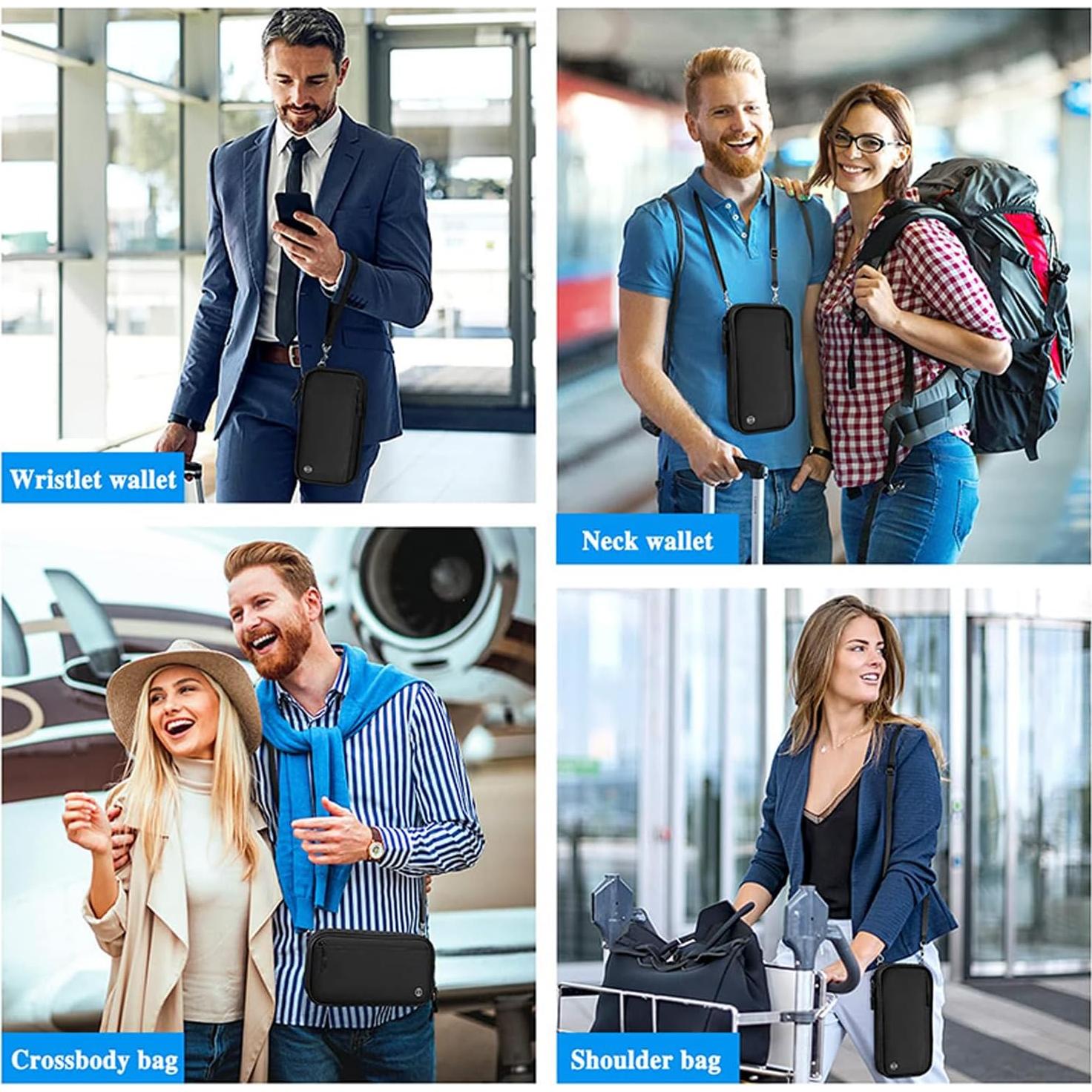 Portafolios Familiar para Pasaporte HLKZine Negro con Bloqueo RFID