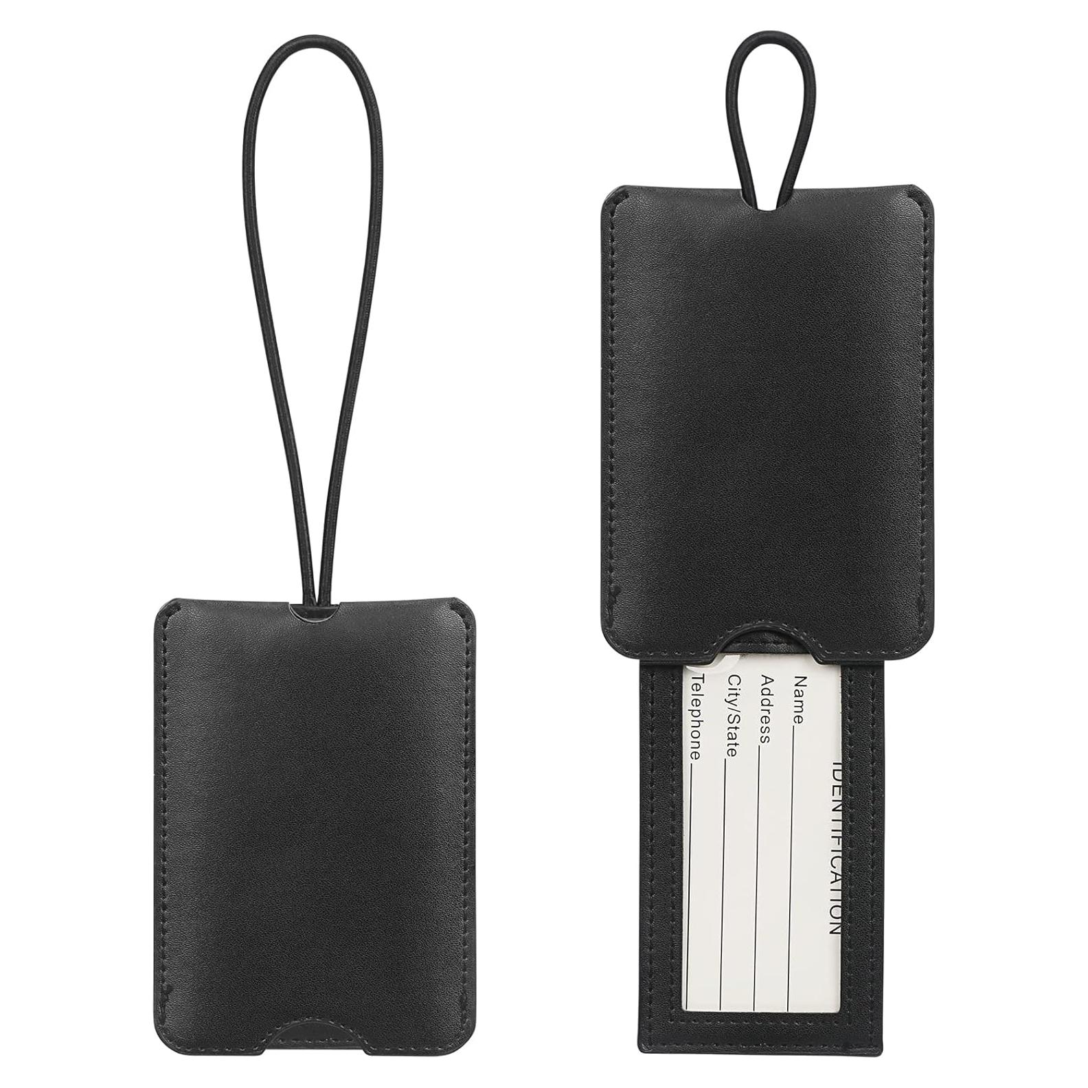 Etiqueta de Equipaje FYY - 2 Piezas de Cuero PU Negra