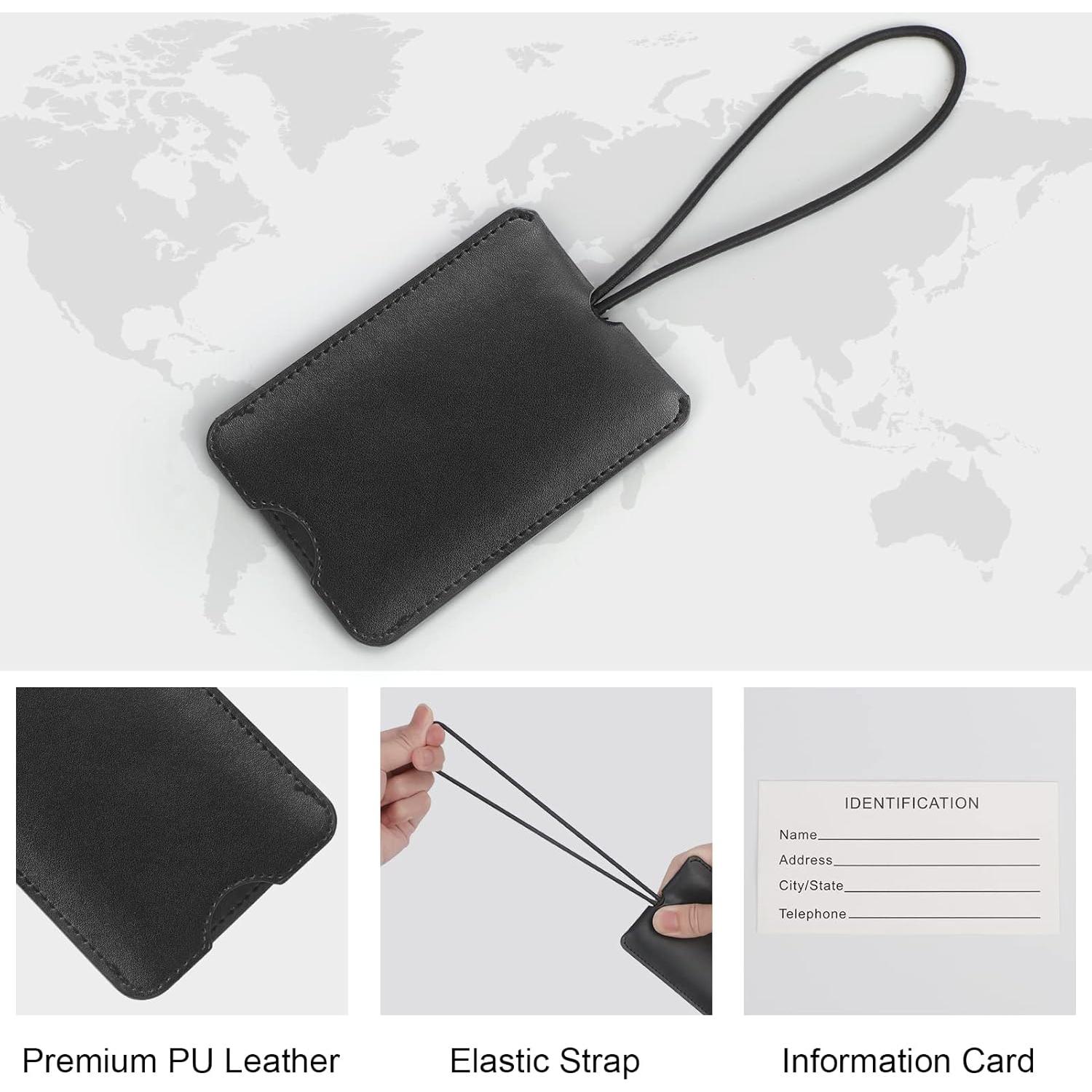 Etiqueta de Equipaje FYY - 2 Piezas de Cuero PU Negra