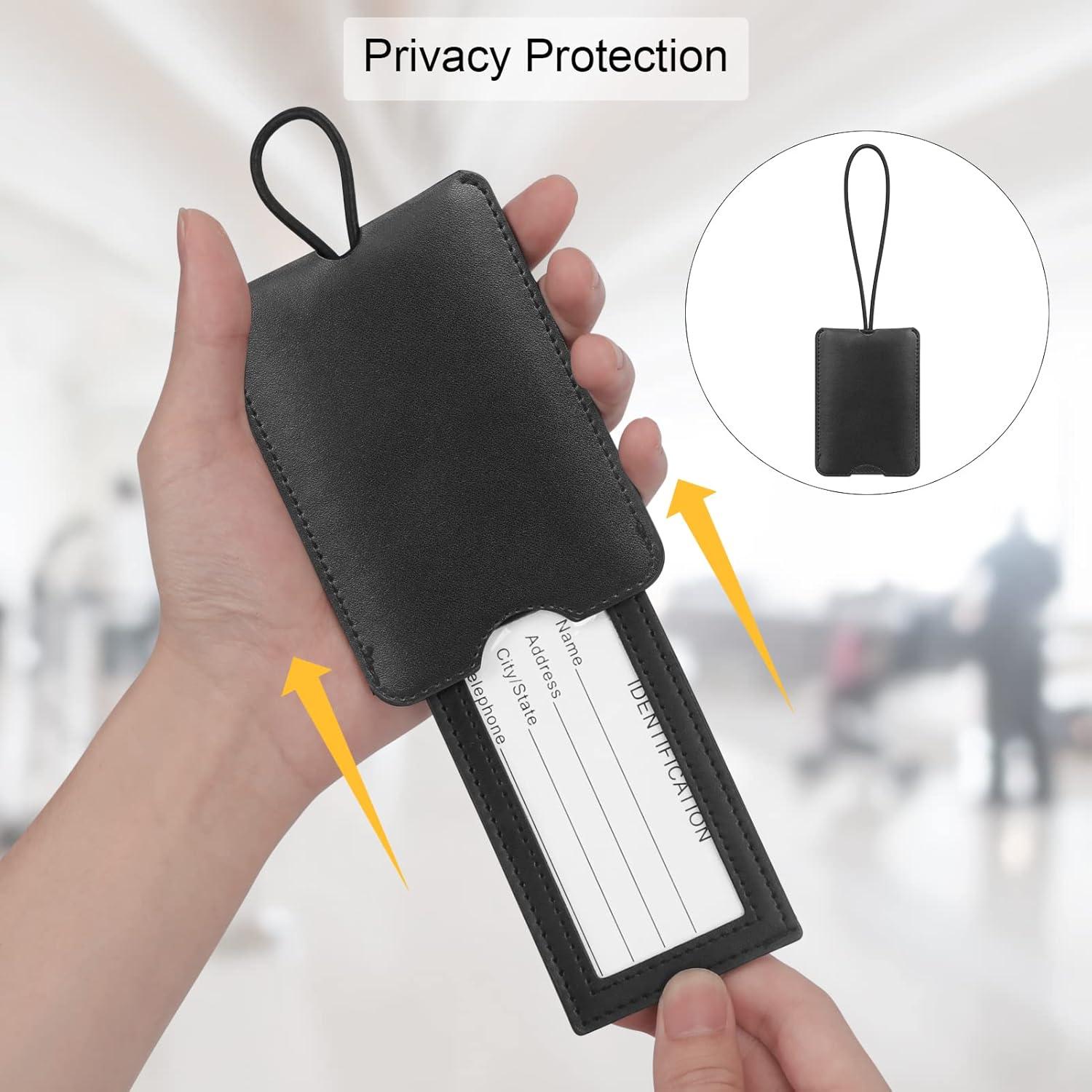 Etiqueta de Equipaje FYY - 2 Piezas de Cuero PU Negra