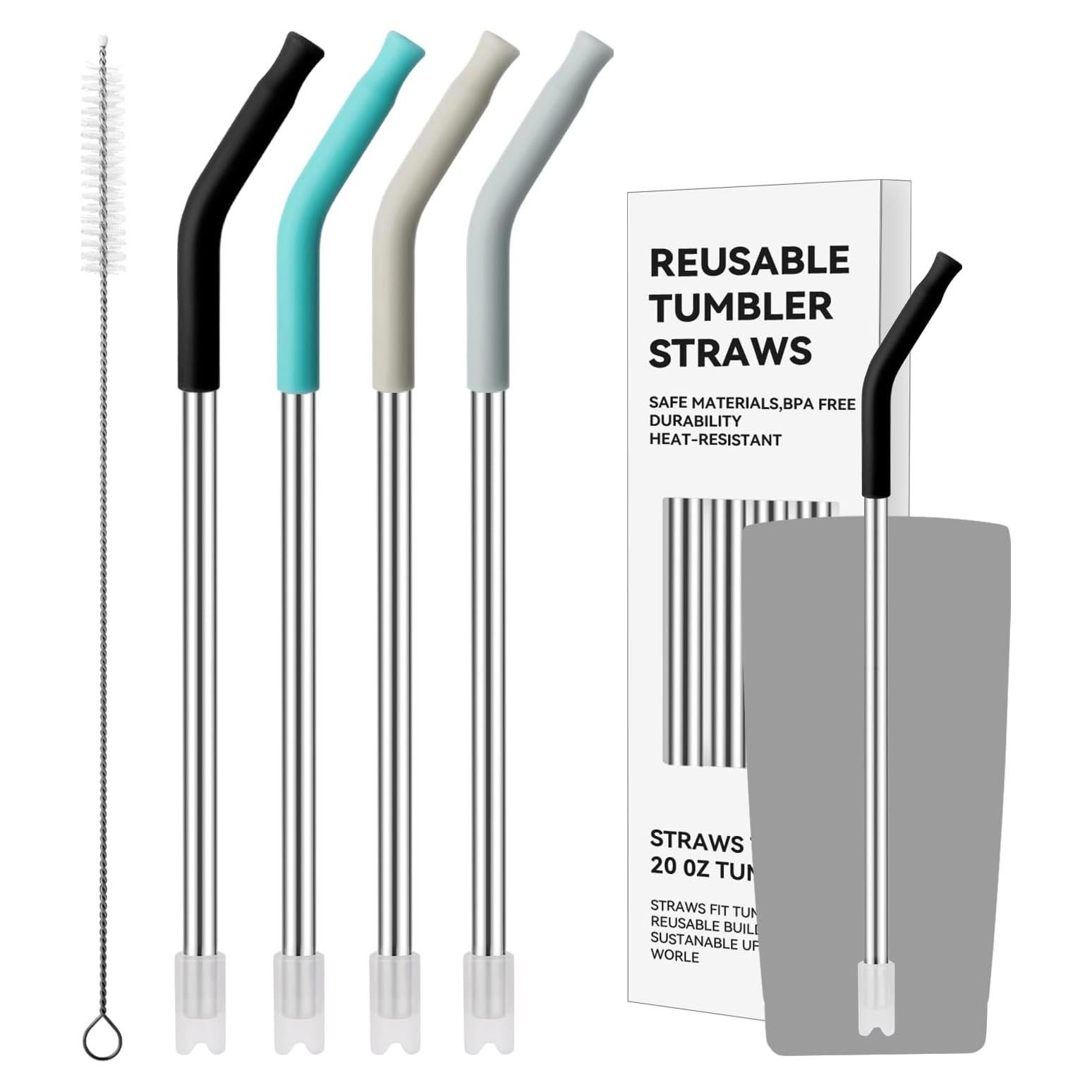 Popotes de Acero Inoxidable Prurex con Puntas de Silicona 21 cm