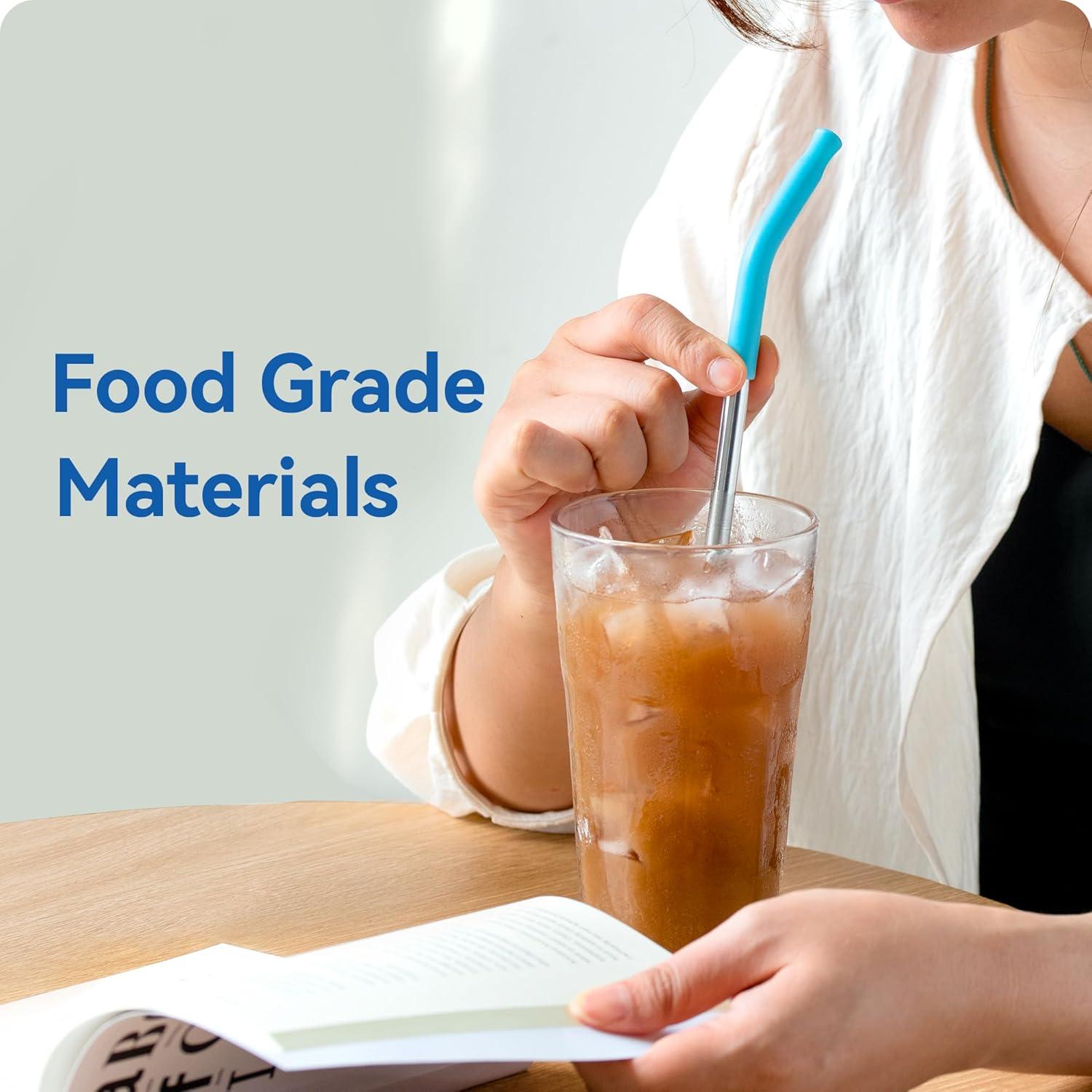 Popotes de Acero Inoxidable Prurex con Puntas de Silicona 21 cm