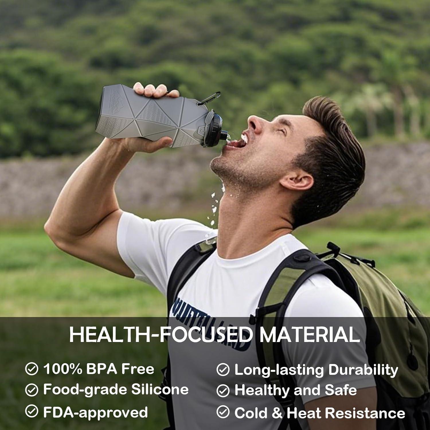 Botella de Agua Plegable Paspring 580ml Silicona Antifugas Negra