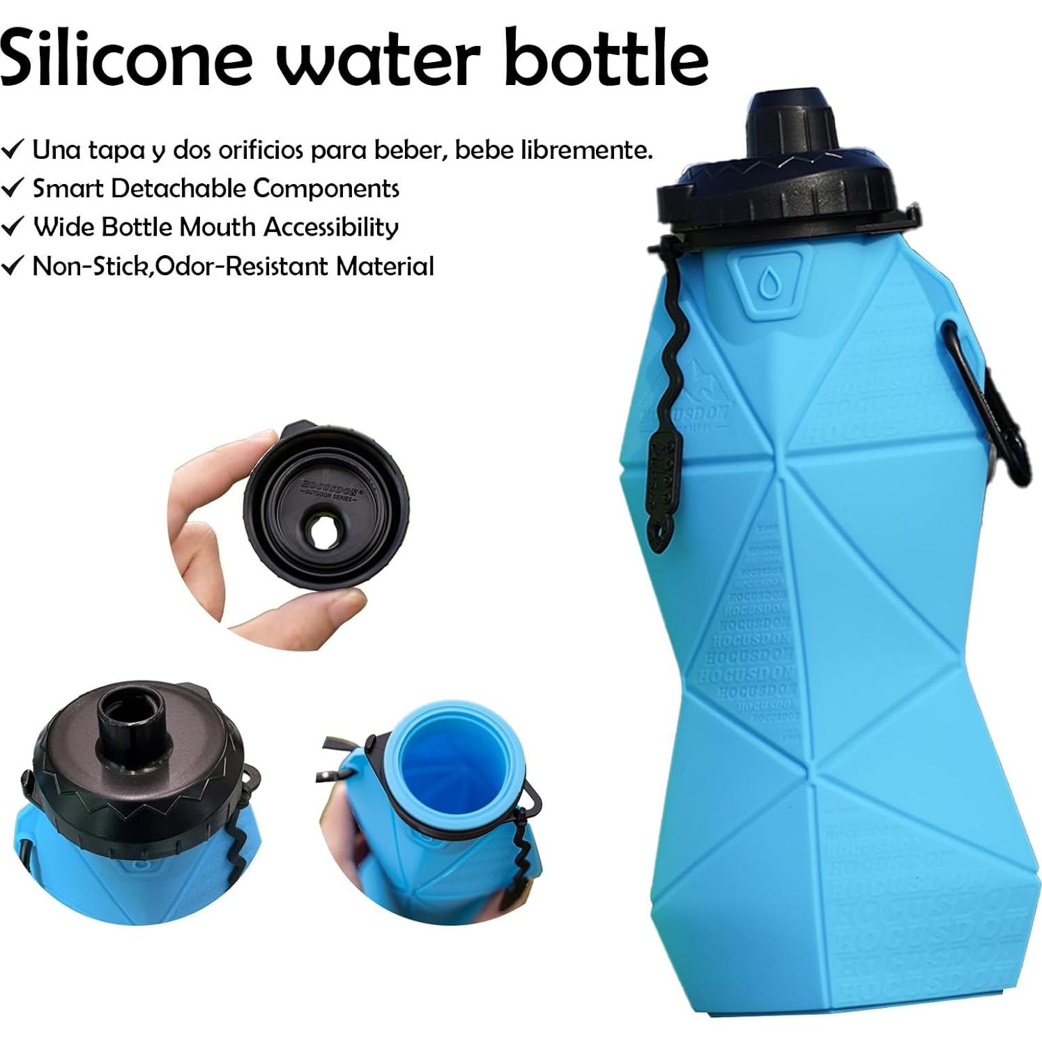 Botella de Agua Plegable Paspring 580ml Silicona Antifugas Negra