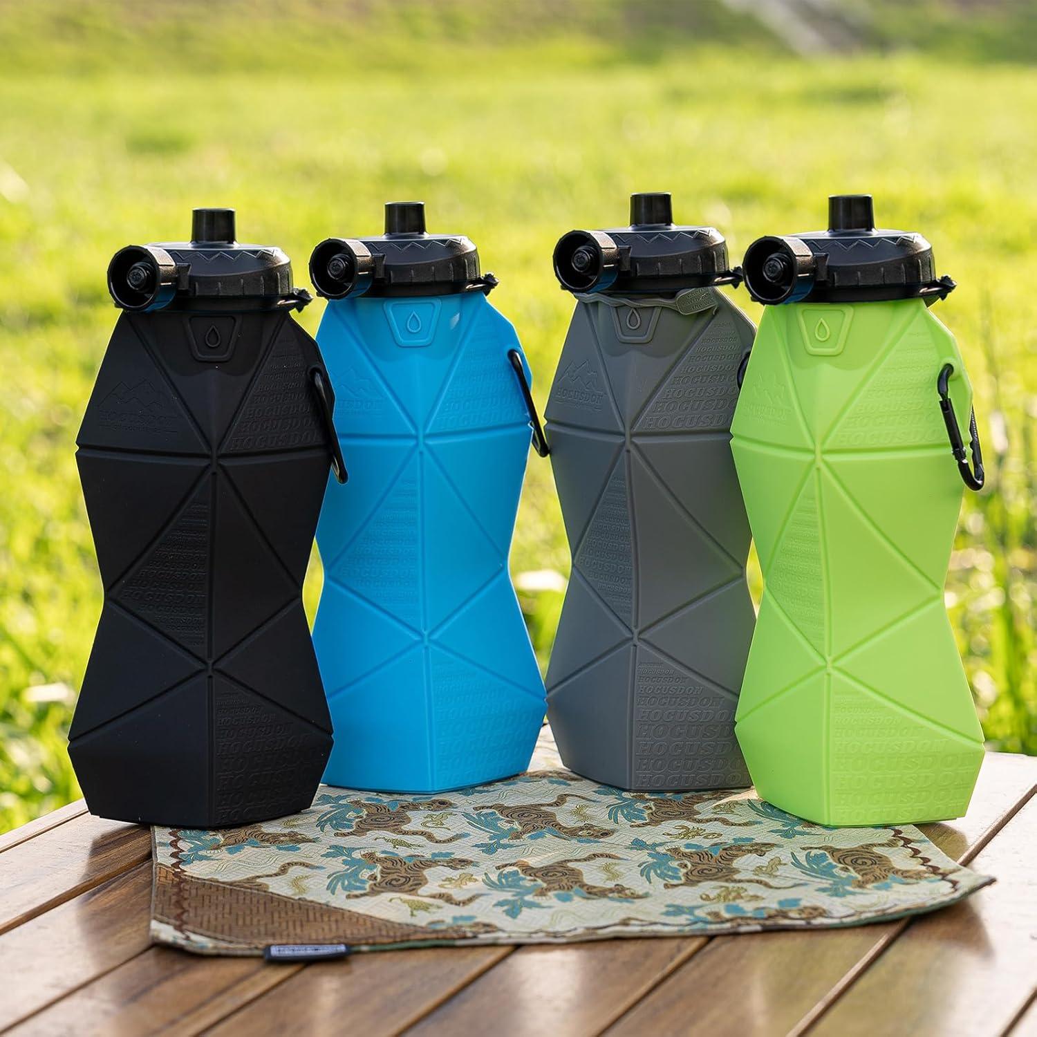 Botella de Agua Plegable Paspring 580ml Silicona Antifugas Negra