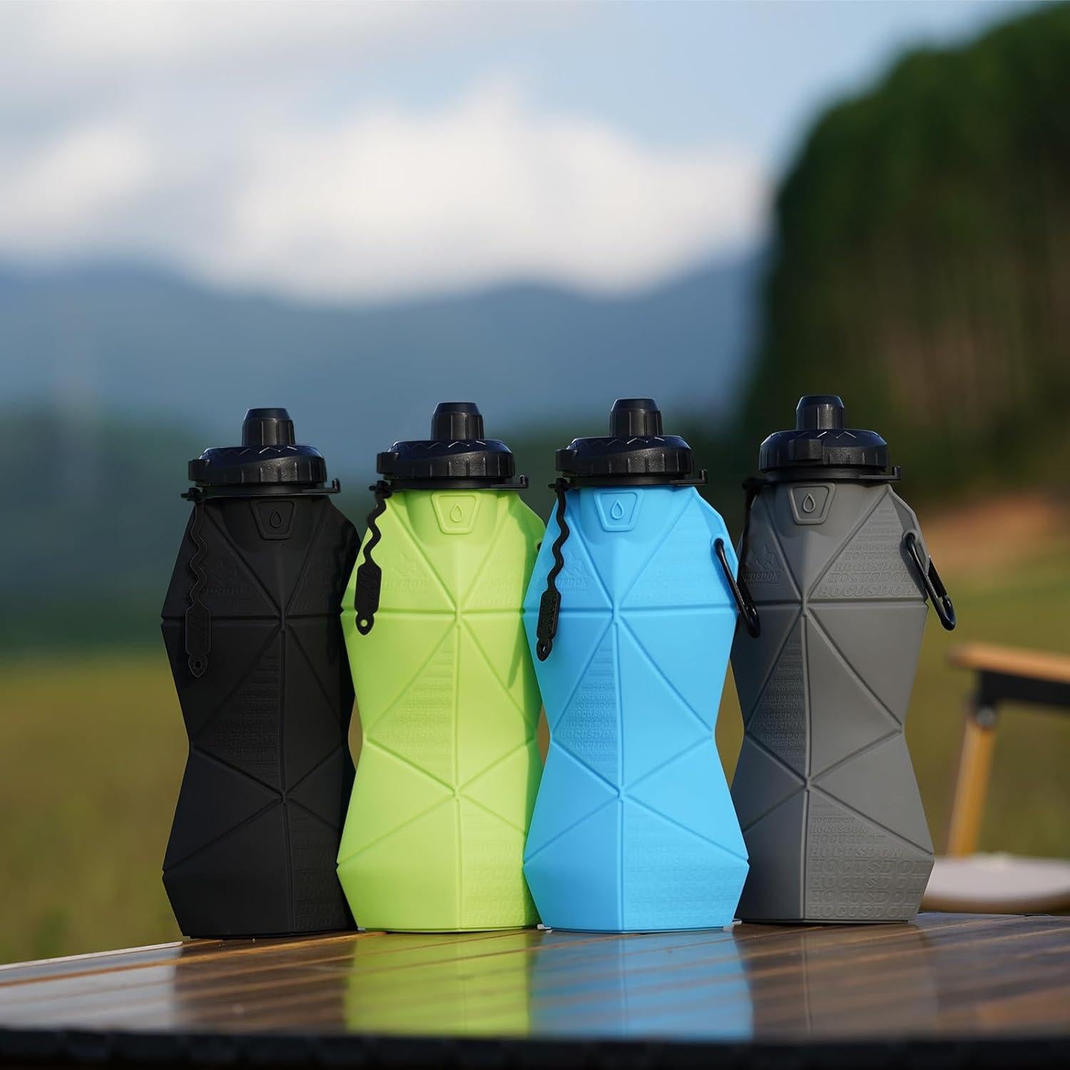 Botella de Agua Plegable Paspring 580ml Silicona Antifugas Negra