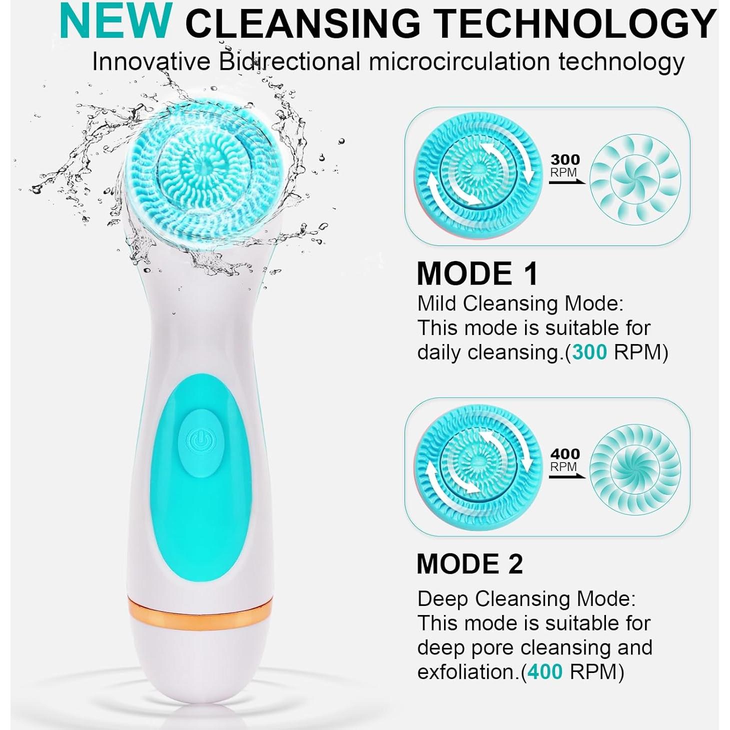 Cepillo Facial Eléctrico Yevsinbay con 3 Cabezas y 2 Velocidades