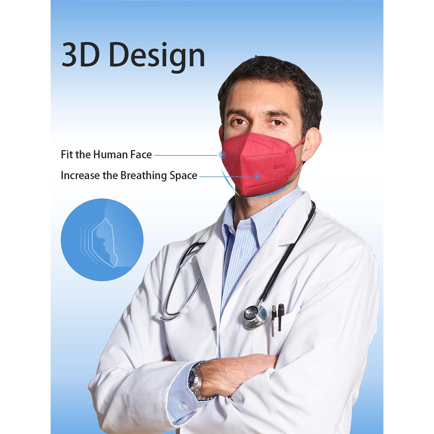 Mascarillas HUHETA KN95 100 Pcs Multicolor 5 Capas Adultos