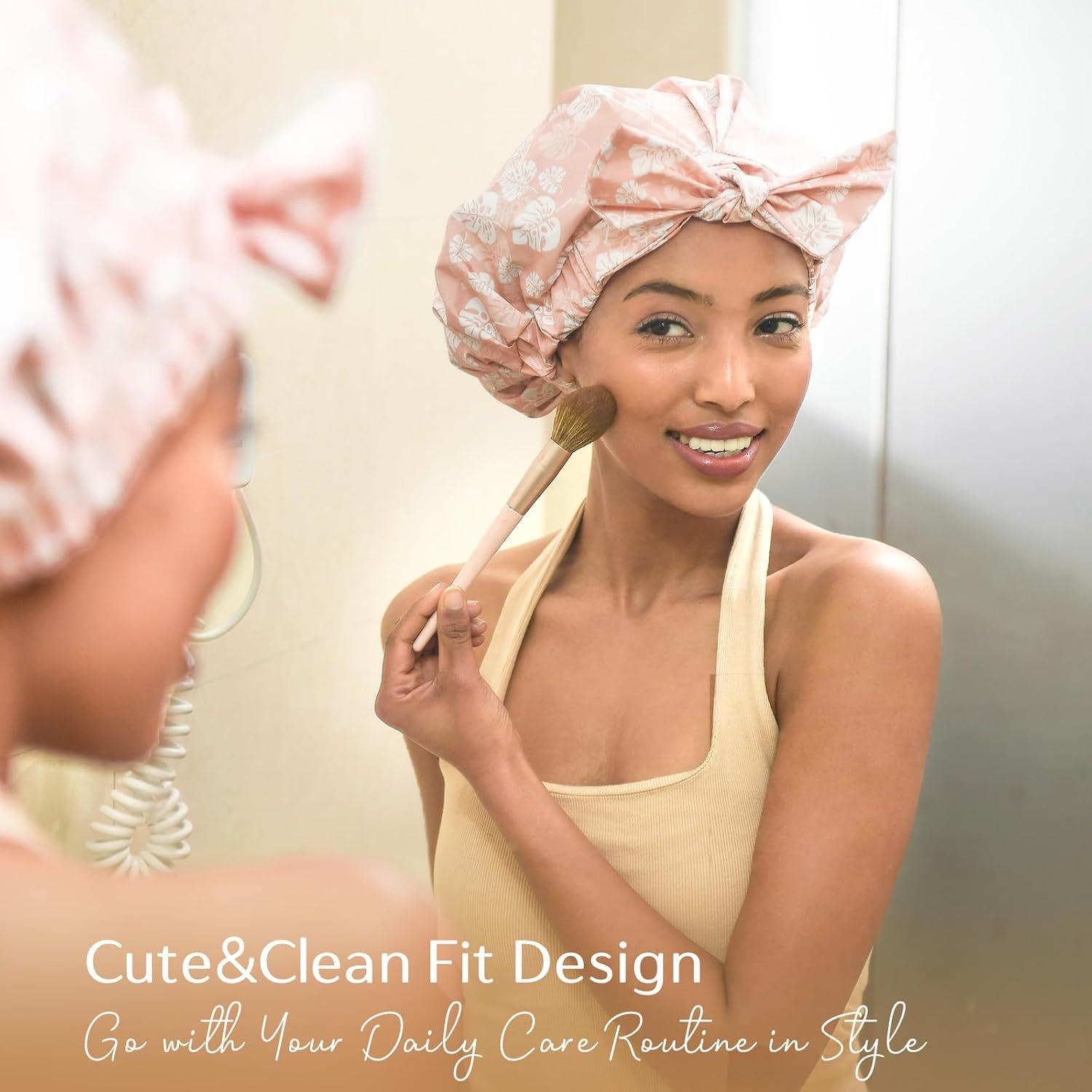 Gorro de Ducha Reutilizable Yanibest Rosa Impermeable Ajustable