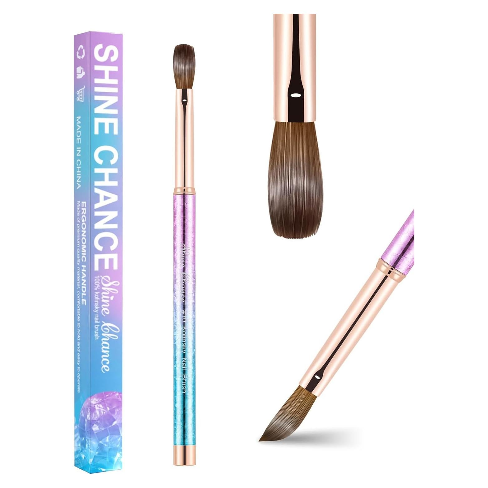 Pincel de Uñas Acrílicas Kolinsky #10 Shine Chance - Profesional