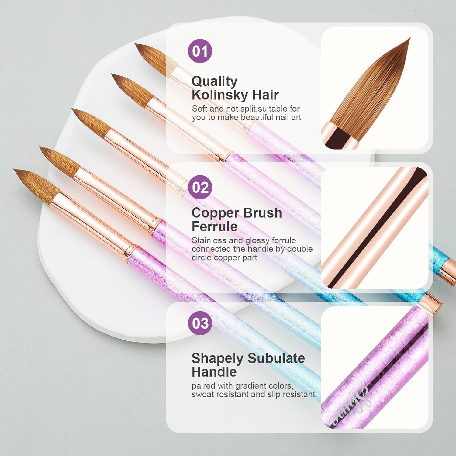 Pincel de Uñas Acrílicas Kolinsky #10 Shine Chance - Profesional