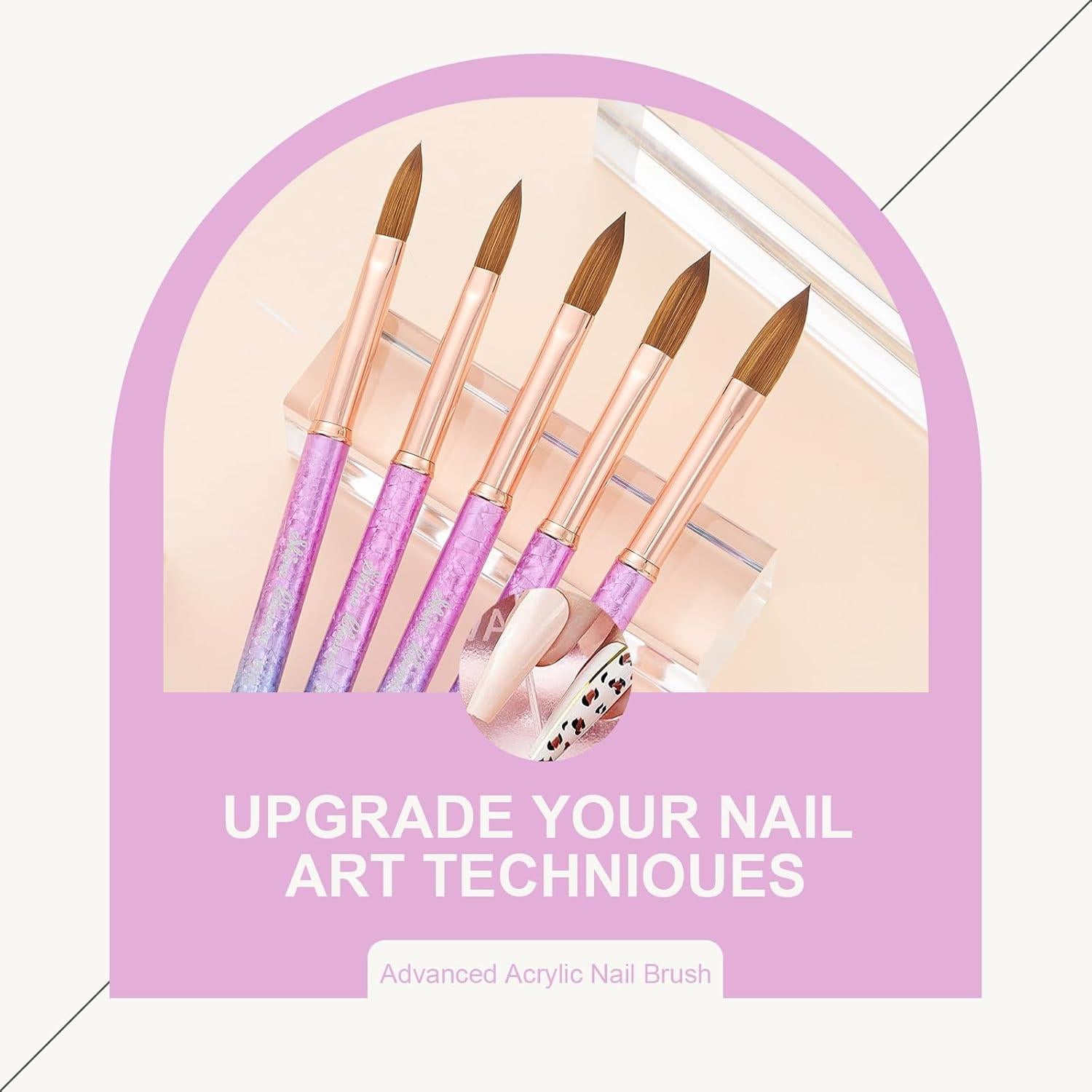 Pincel de Uñas Acrílicas Kolinsky #10 Shine Chance - Profesional