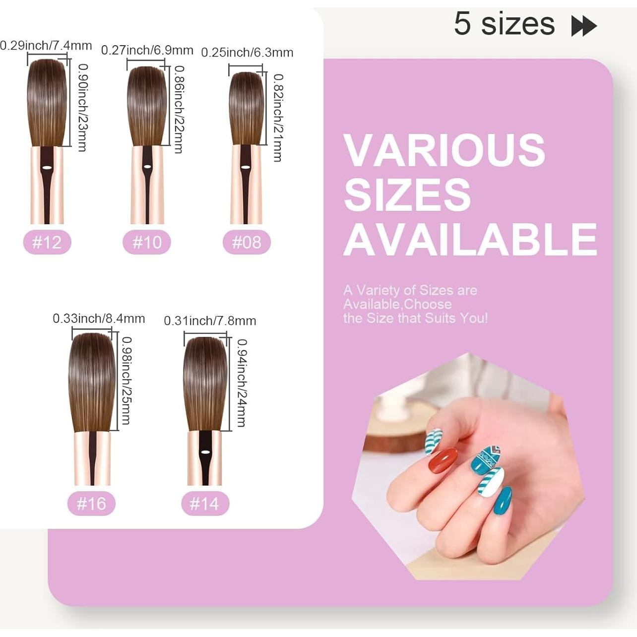 Pincel de Uñas Acrílicas Kolinsky #10 Shine Chance - Profesional