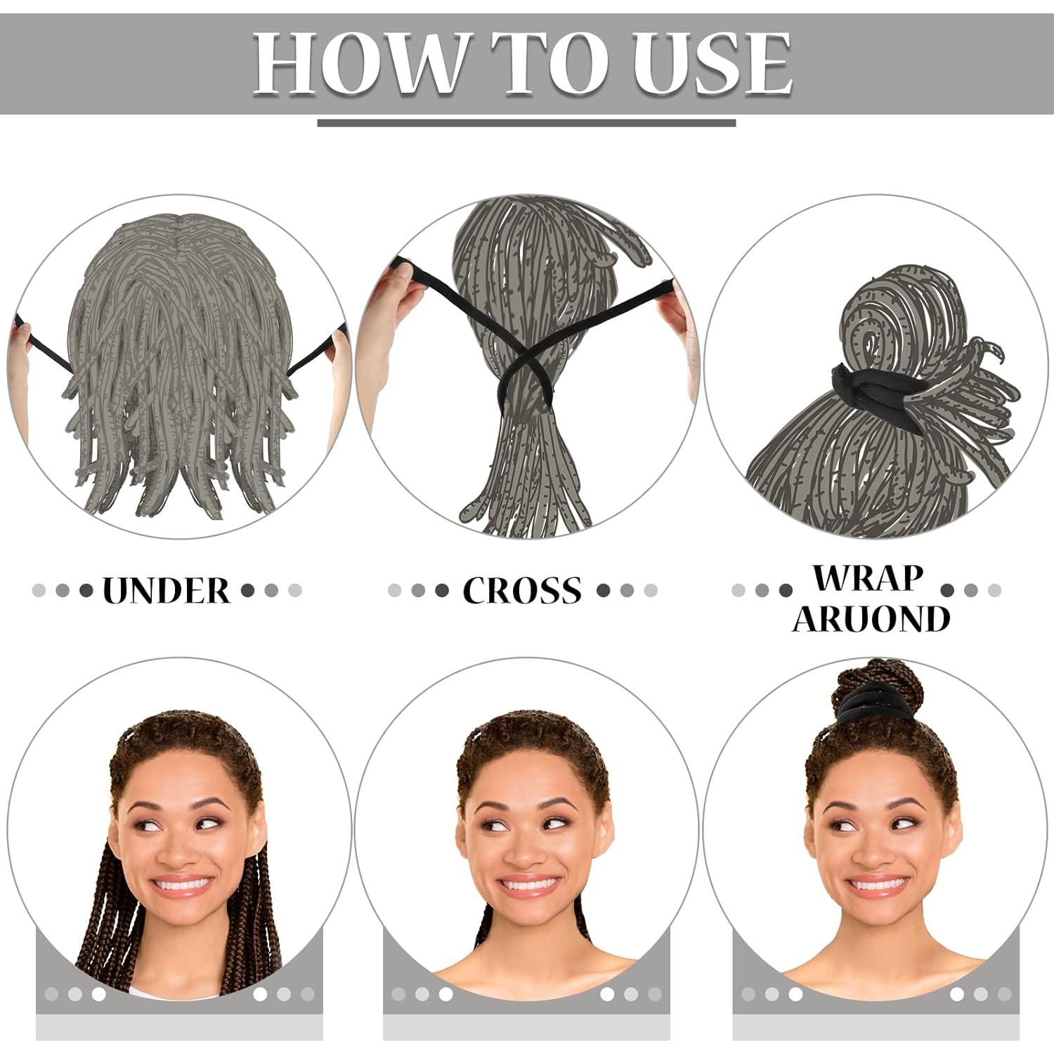 6 Sujetadores de Cabello Flexibles Hoteam para Dreadlocks Negros