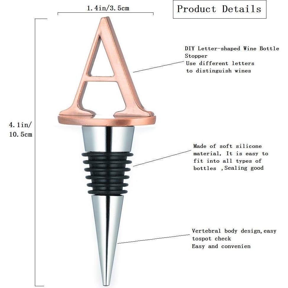 Tapones de Vino Reutilizables SANDAO Letras A Acero Inoxidable