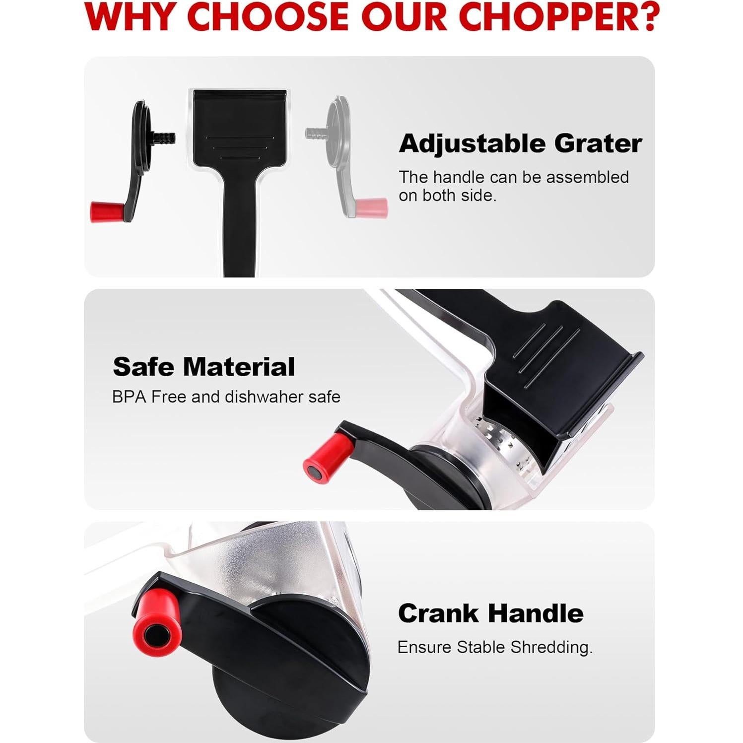 Rallador de Queso GDL Negro, Acero Inoxidable, Apto Lavavajillas