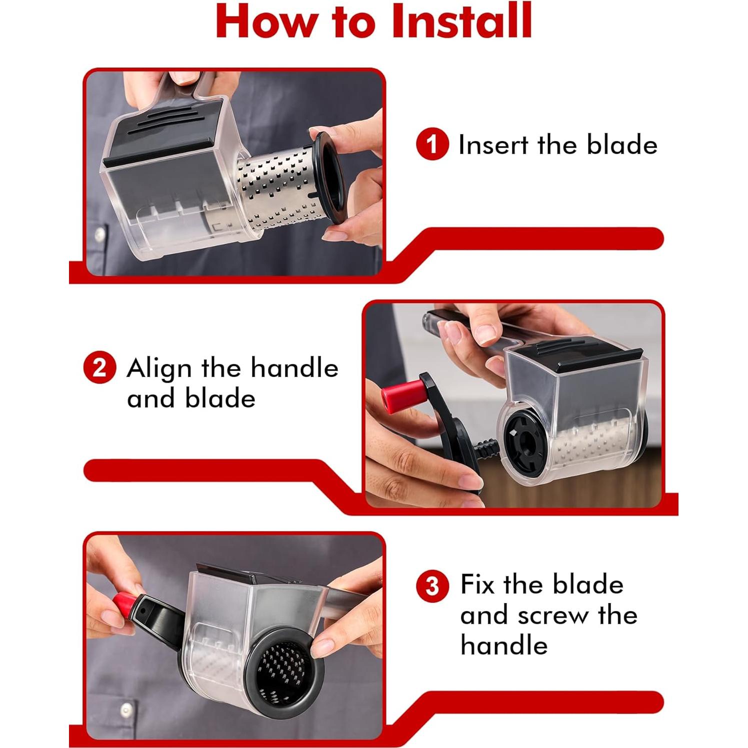 Rallador de Queso GDL Negro, Acero Inoxidable, Apto Lavavajillas