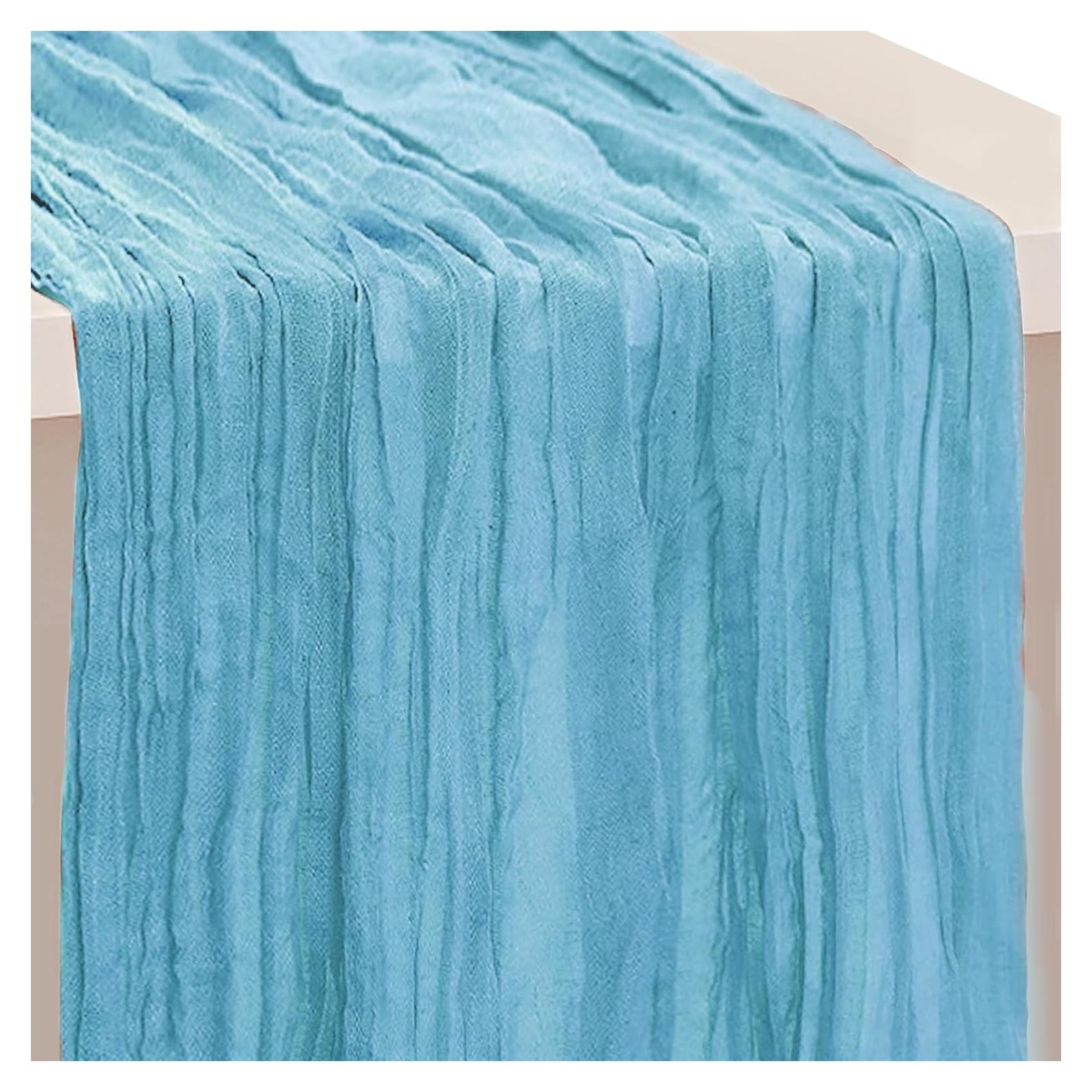 Caminito de Mesa de Gasa SuBleer Azul Bebé 35x120 cm