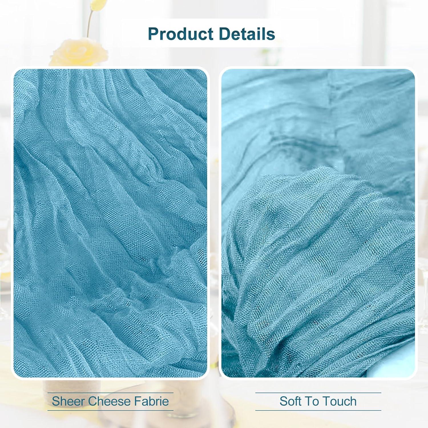 Caminito de Mesa de Gasa SuBleer Azul Bebé 35x120 cm