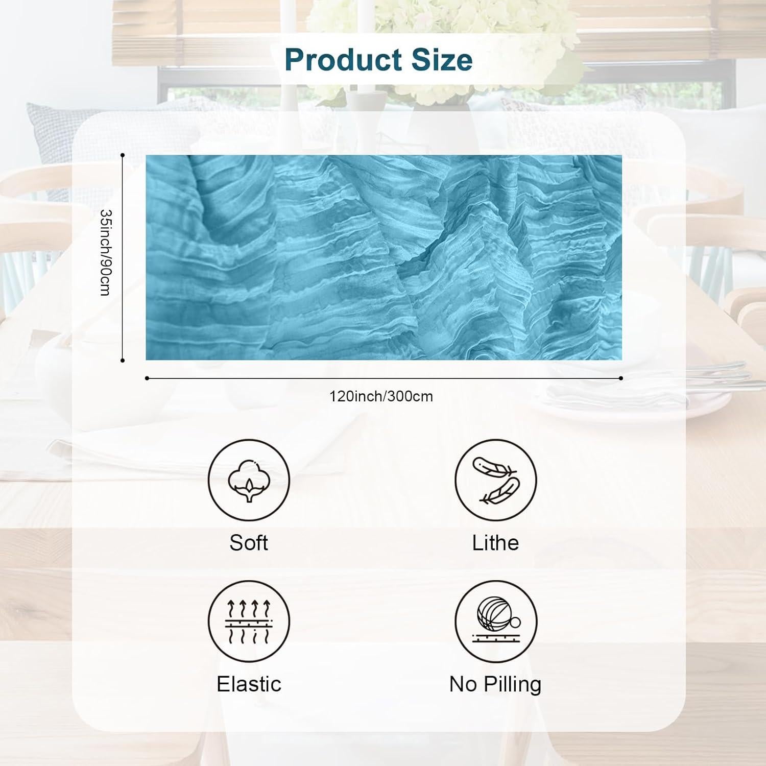 Caminito de Mesa de Gasa SuBleer Azul Bebé 35x120 cm