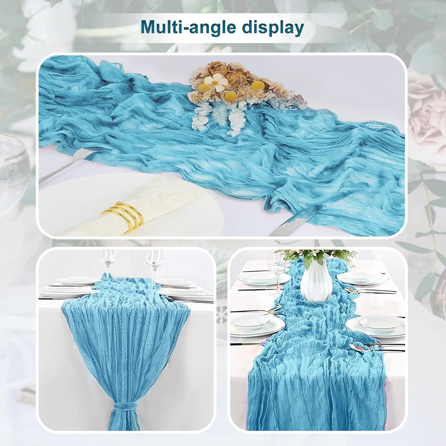 Caminito de Mesa de Gasa SuBleer Azul Bebé 35x120 cm