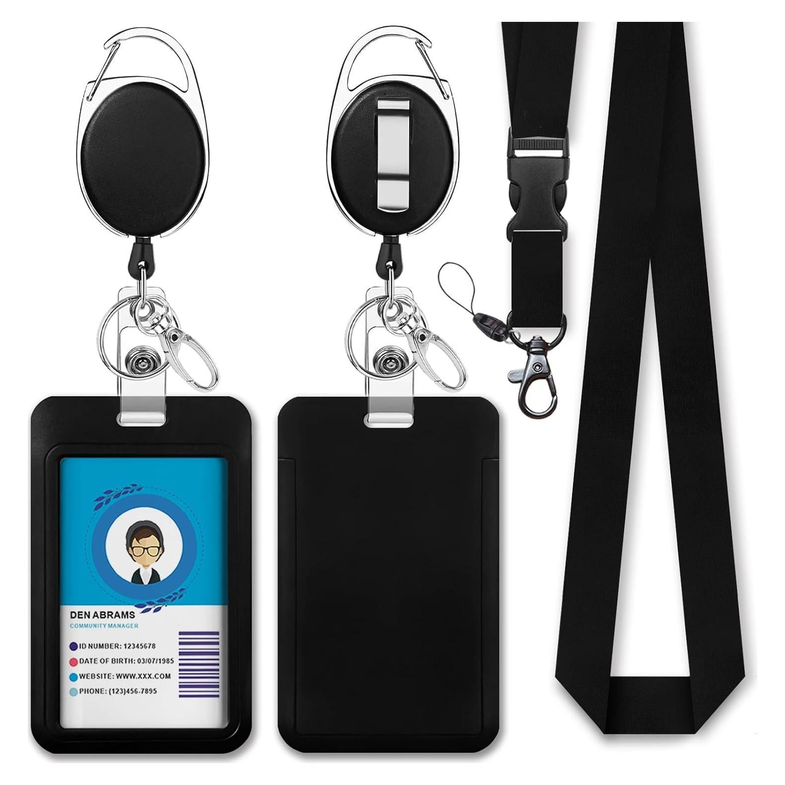 Soporte de Identificación GIANCOMICS con Cinta Retráctil Negra