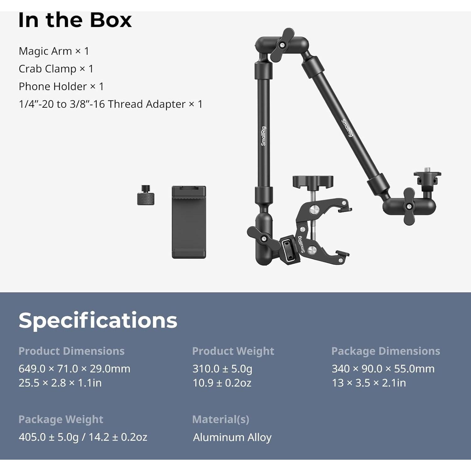 Brazo Mágico SMALLRIG 56cm con Abrazadera y Soporte
