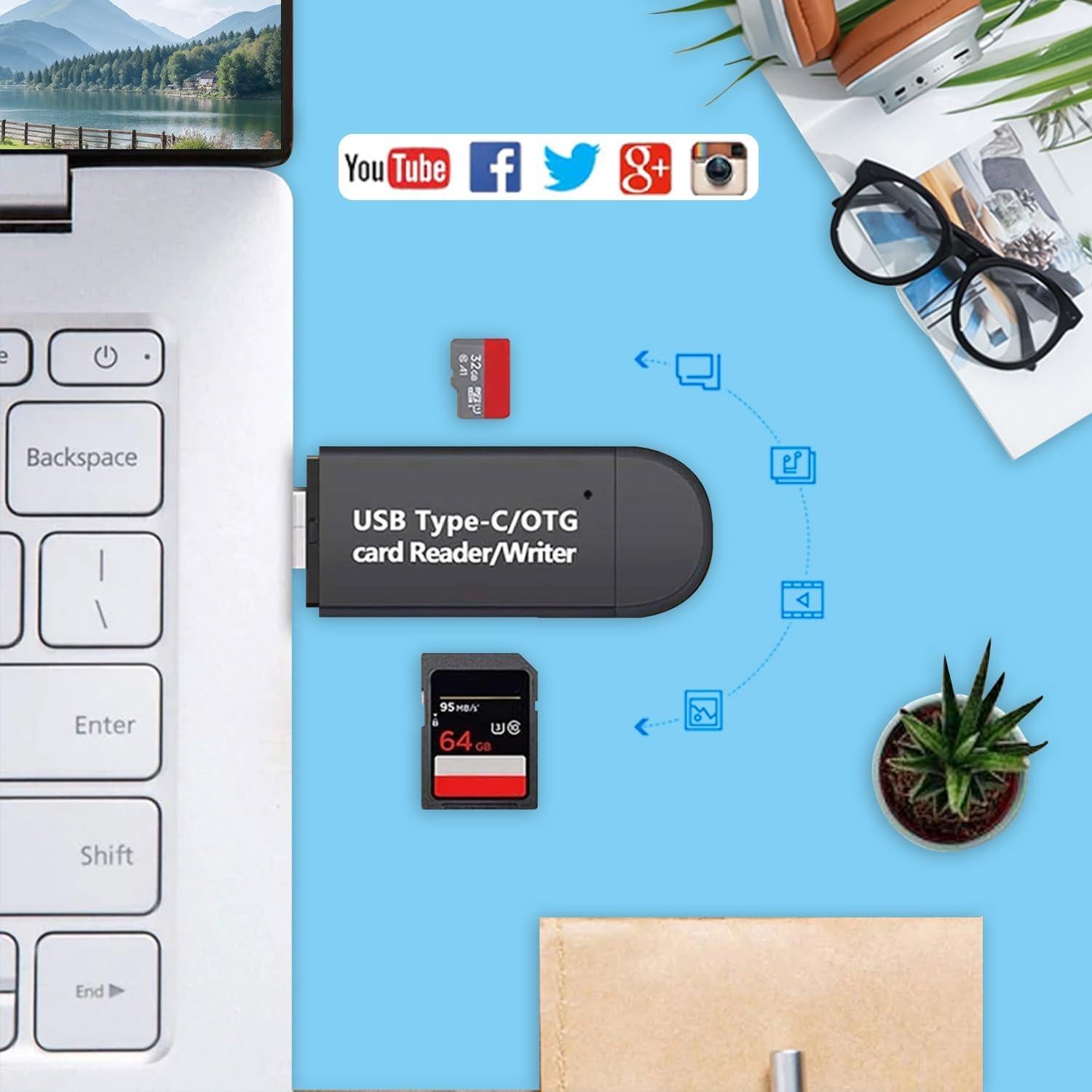 Lector de Tarjetas MicroSD Critin USB-C 3 en 1 - UHS-I