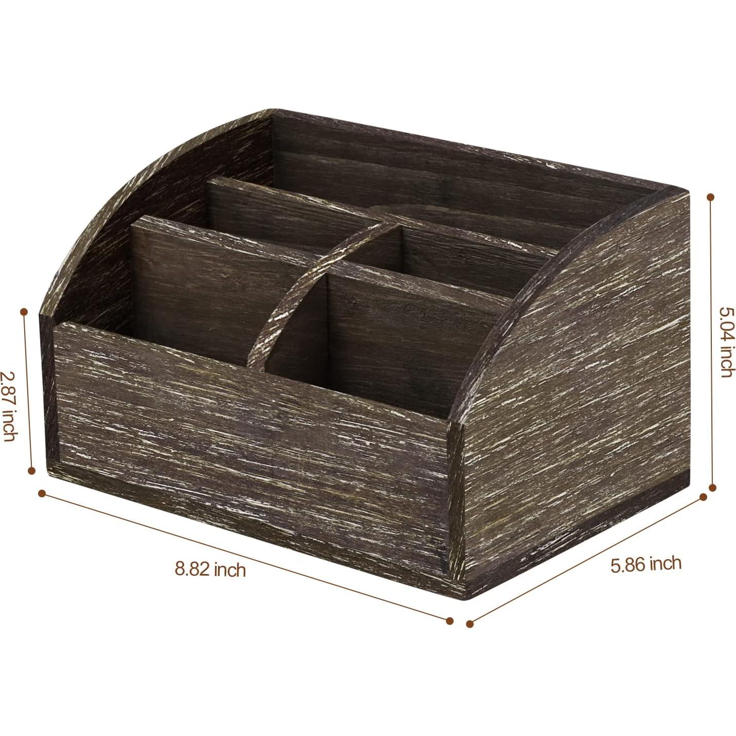 Organizador de Escritorio de Madera OKSQW Marrón Oscuro 22.4x15x12.8cm