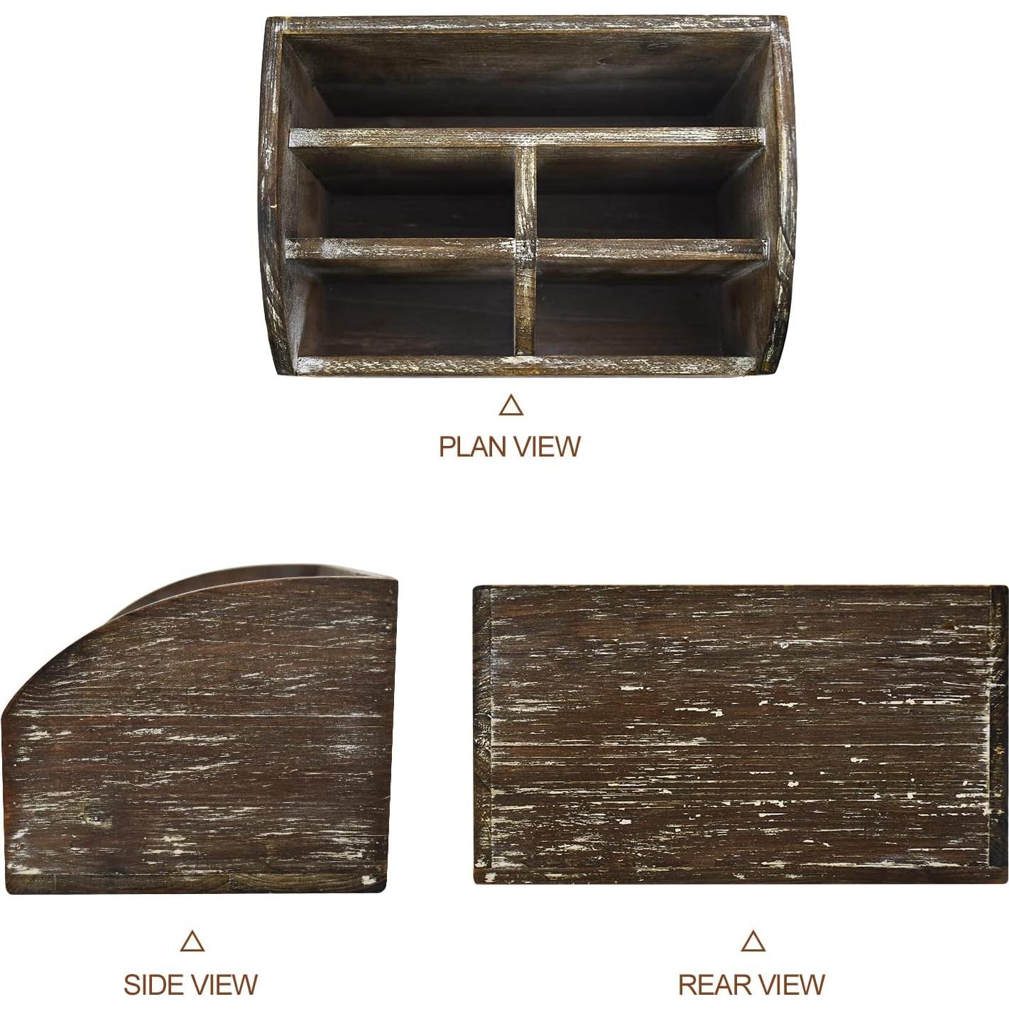 Organizador de Escritorio de Madera OKSQW Marrón Oscuro 22.4x15x12.8cm