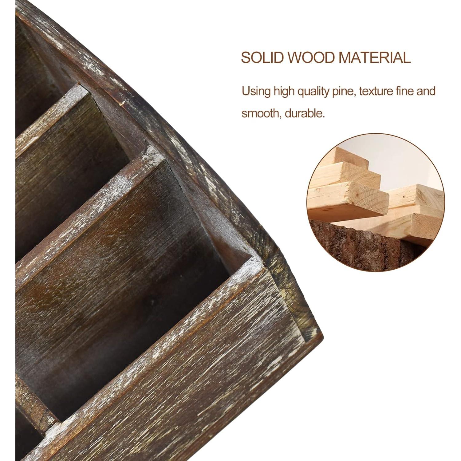 Organizador de Escritorio de Madera OKSQW Marrón Oscuro 22.4x15x12.8cm