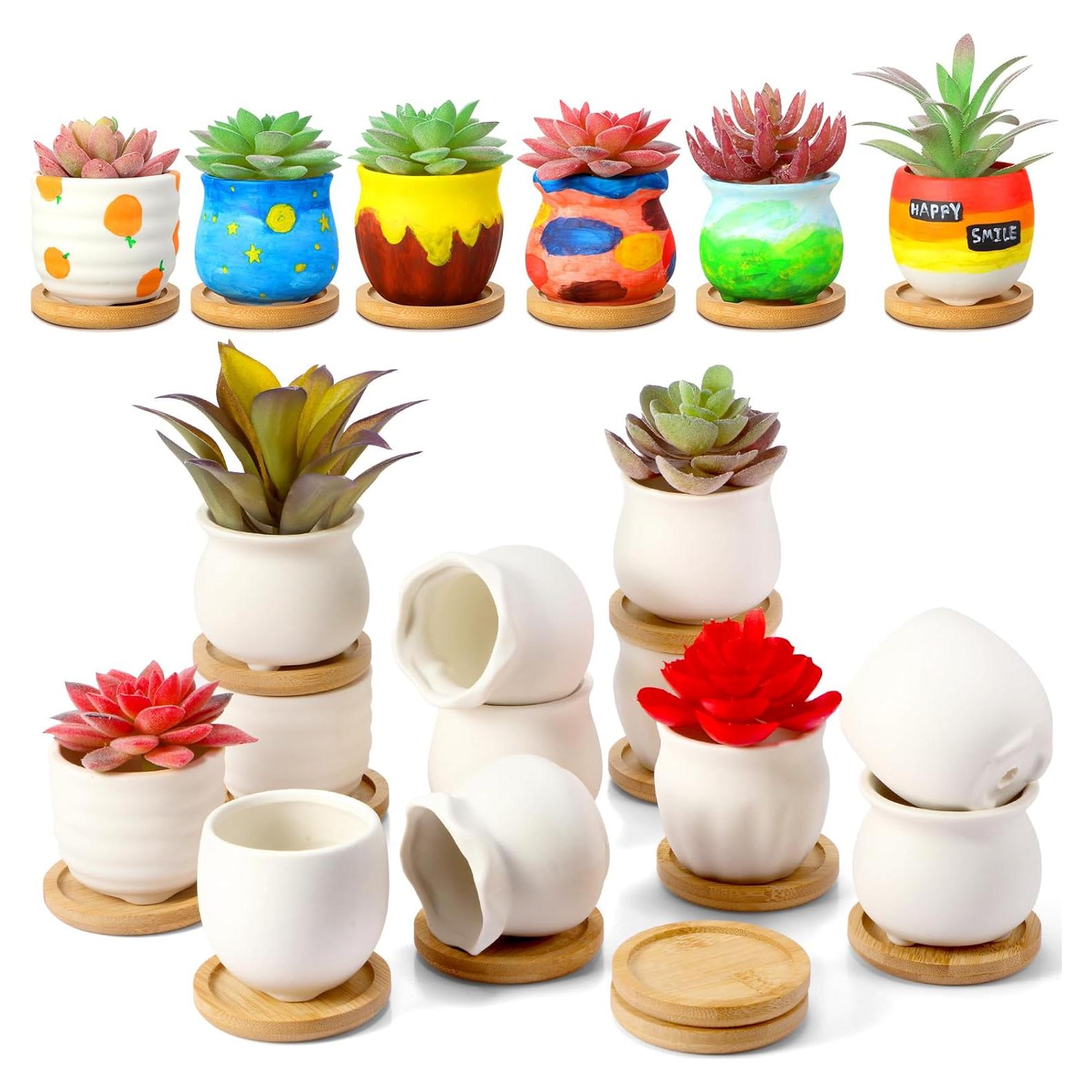 Remerry 12 Macetas Suculentas Cerámica 6 Estilos 6.35 cm