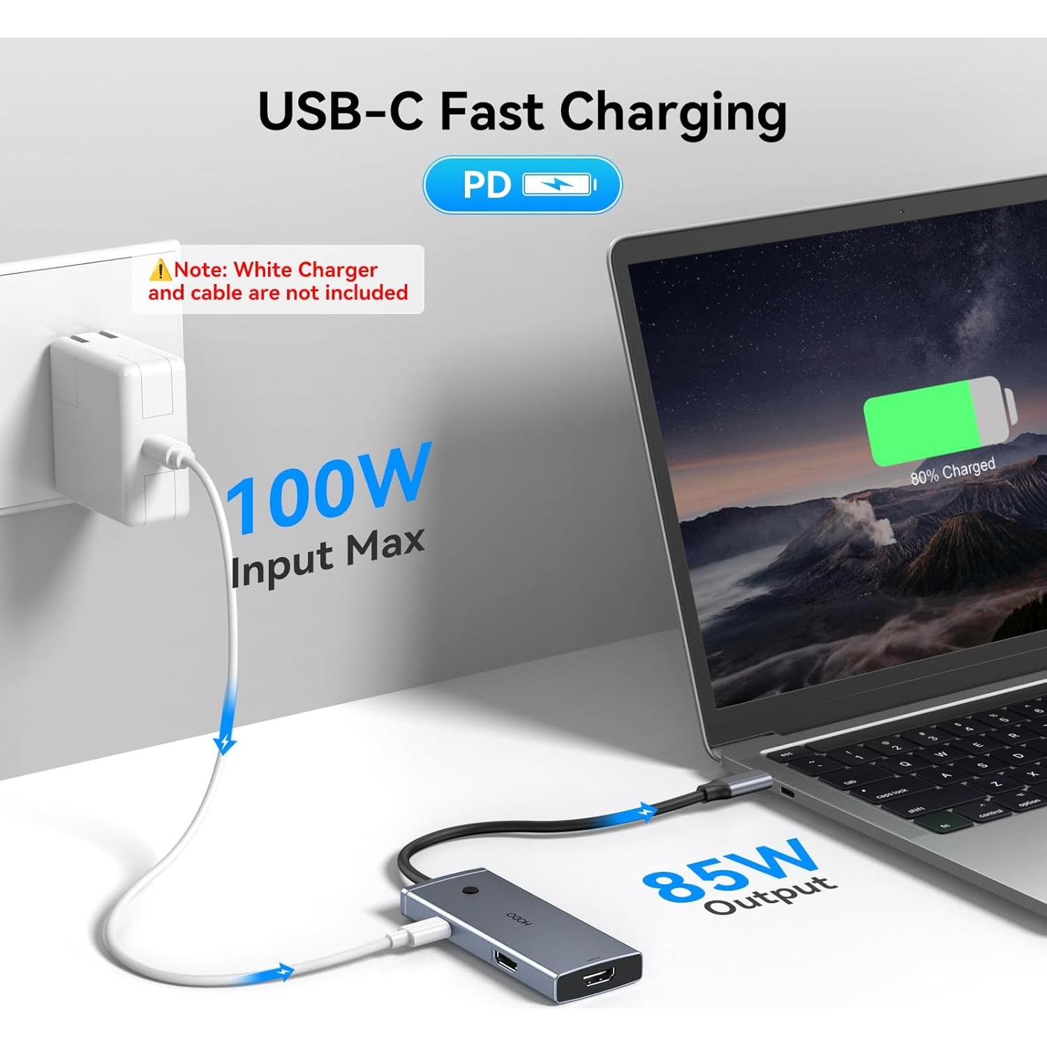 Adaptador USB C a HDMI Dual 4K 60Hz HODO 6 en 1 con 3 USB