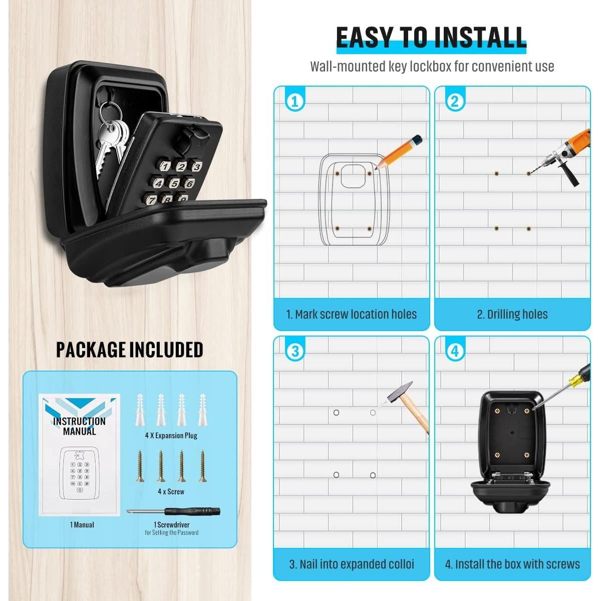 Caja de Llave TEUEN con Cerradura de Combinación Impermeable