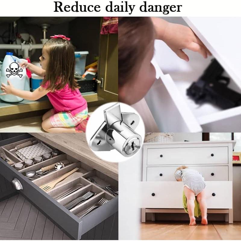 Cerradura de Cajón XIEHE 801 con Llaves - Cromo, 1 Paquete