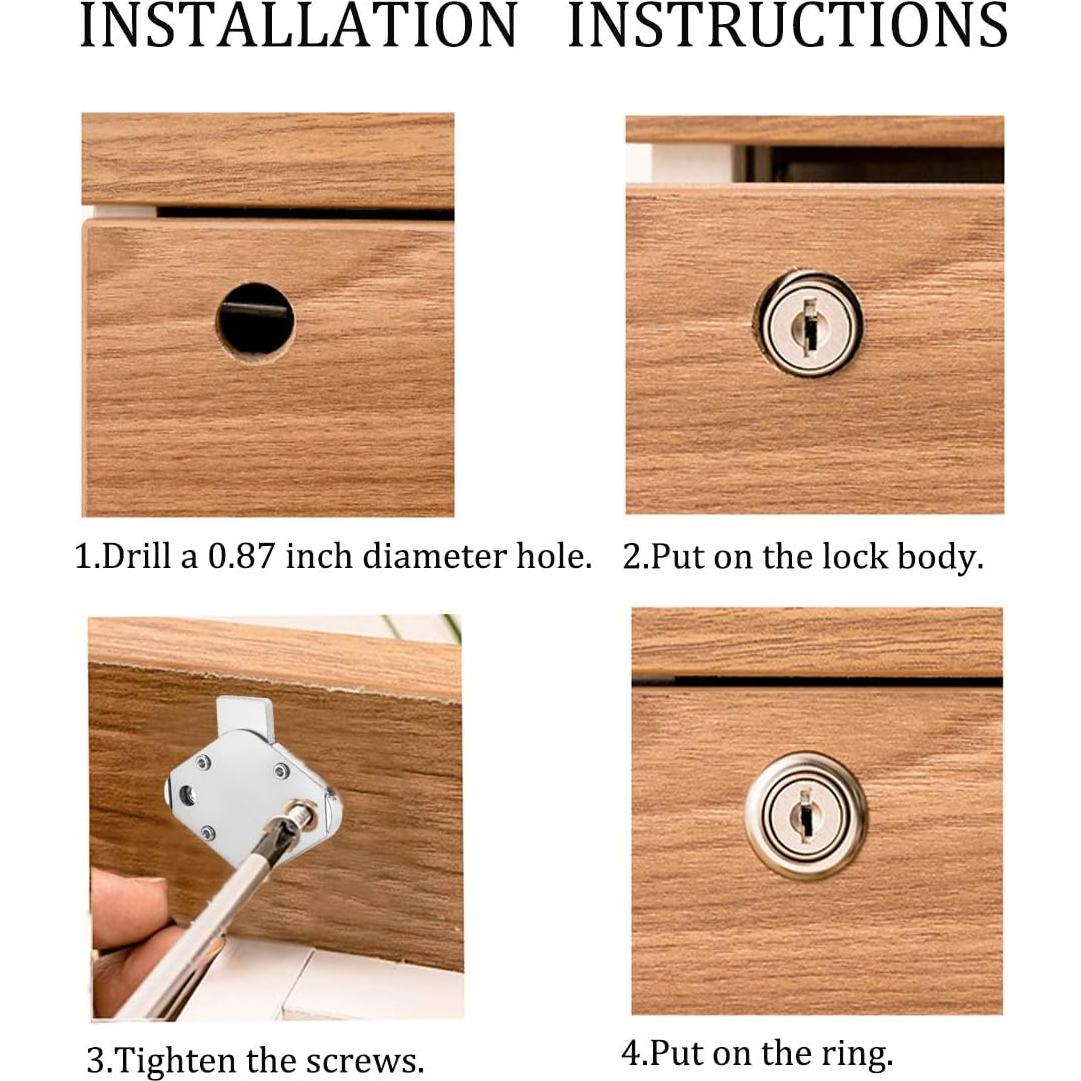 Cerradura de Cajón XIEHE 801 con Llaves - Cromo, 1 Paquete