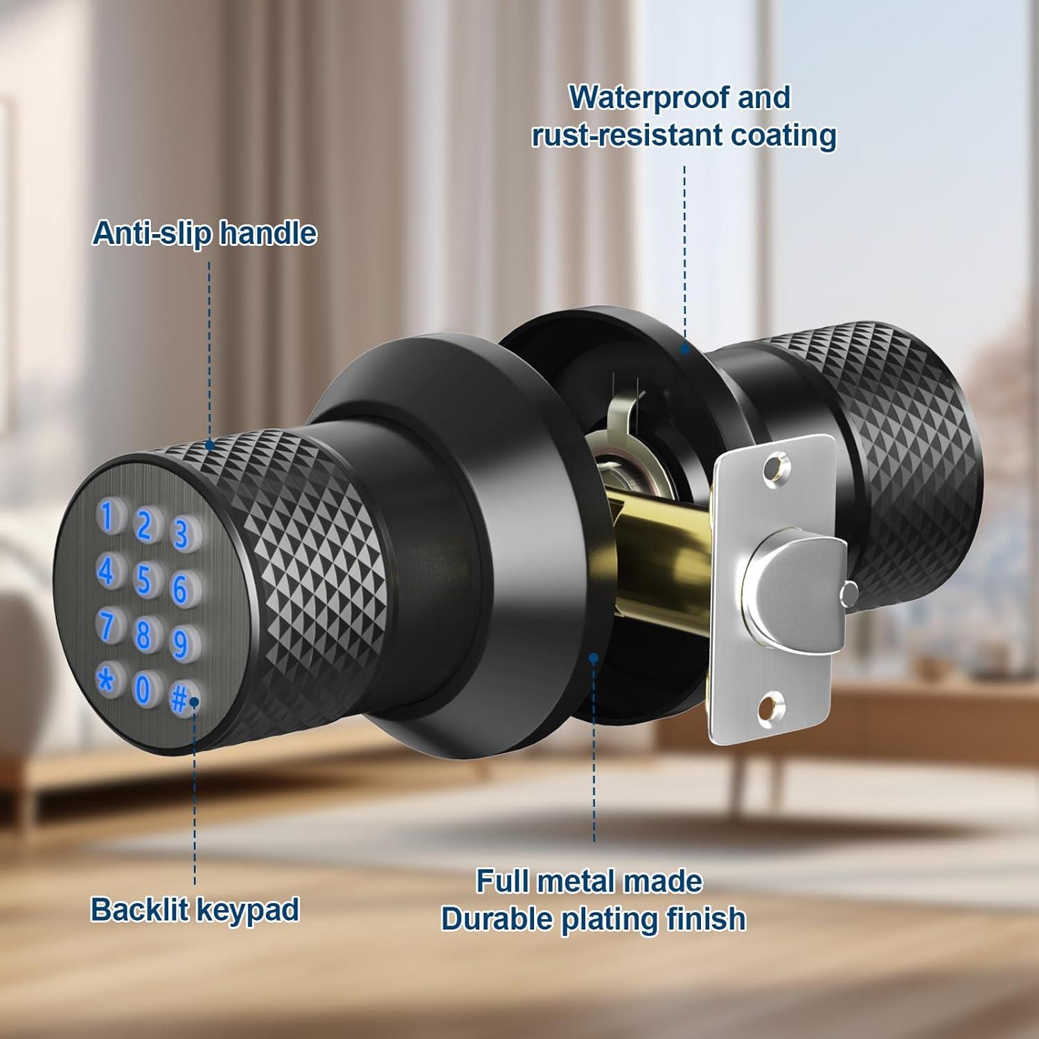 Cerradura Digital FITNATE Manija de Puerta con Teclado Negra