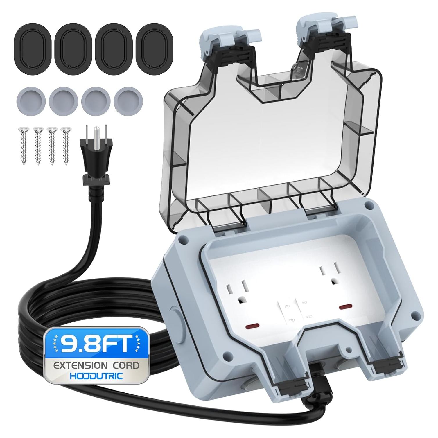 Caja de Salida de Energía Exterior Hoodutric IP66 2 Salidas 15A