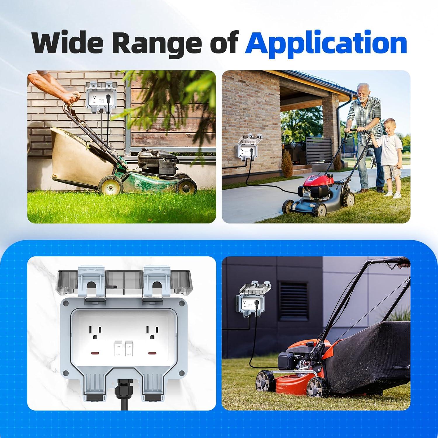 Caja de Salida de Energía Exterior Hoodutric IP66 2 Salidas 15A