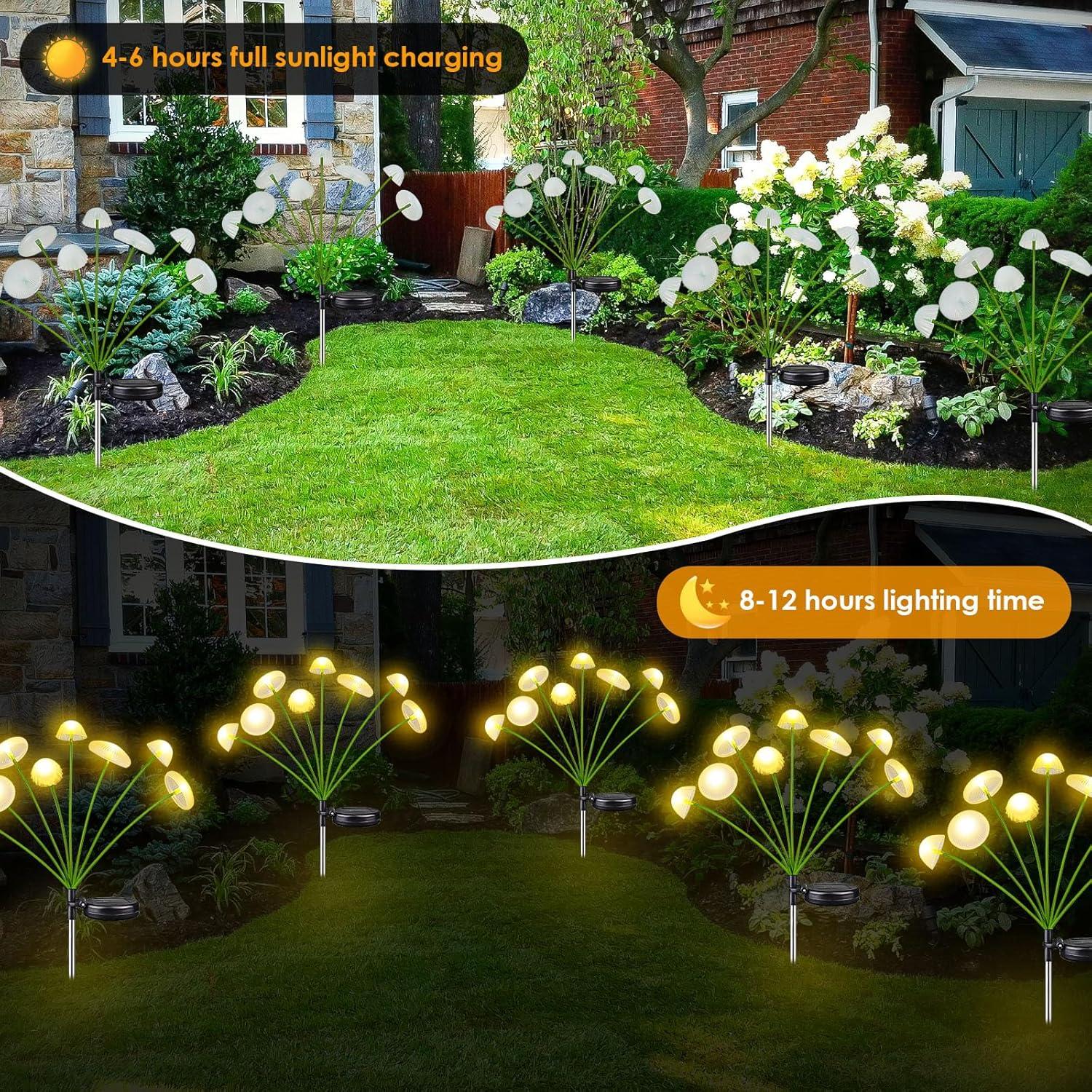 2PK Luces Solares en Forma de Hongo Yuhuayang IP65 8 LED