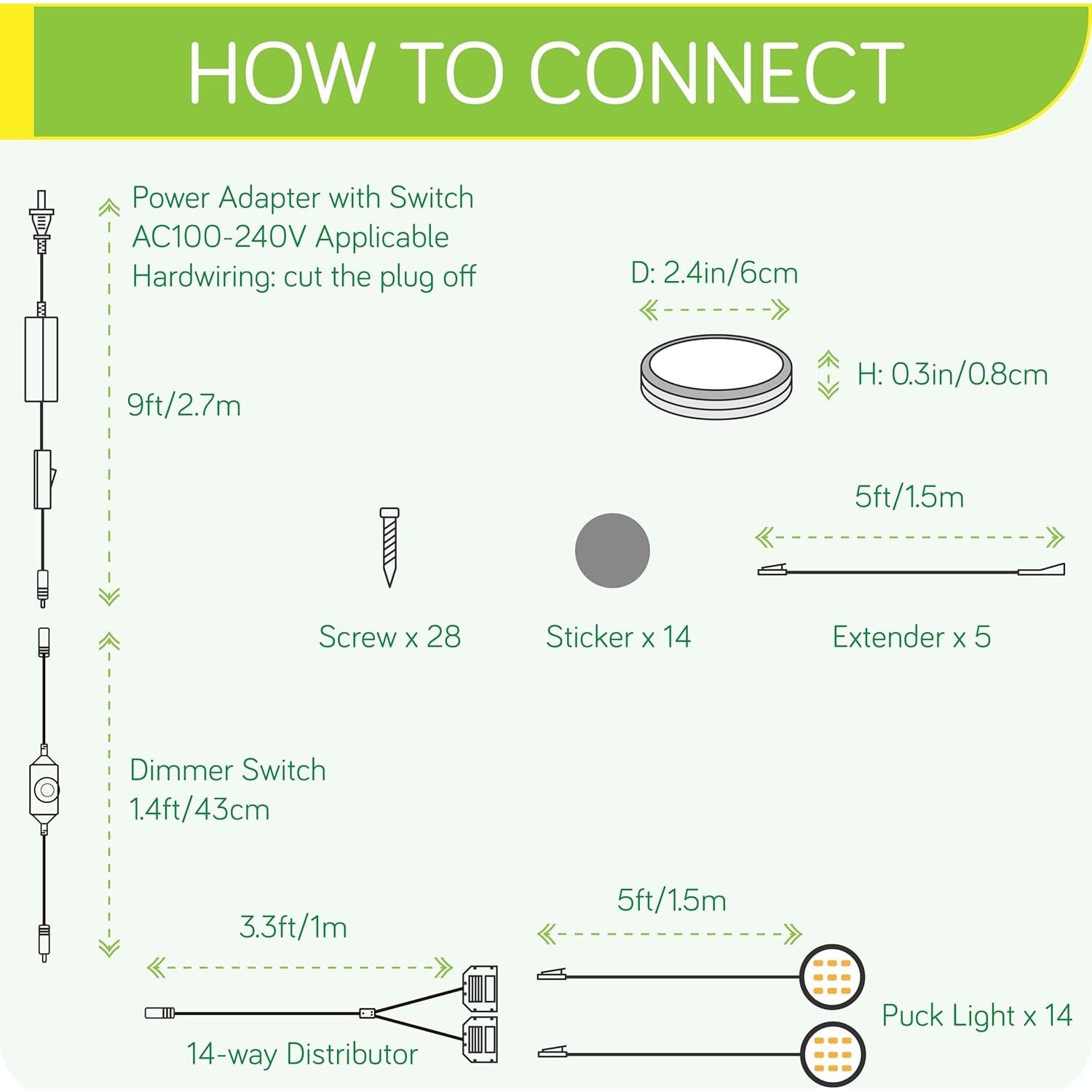 Kit de luces LED Meigour B-RO-14-WW 14 luces 2700K