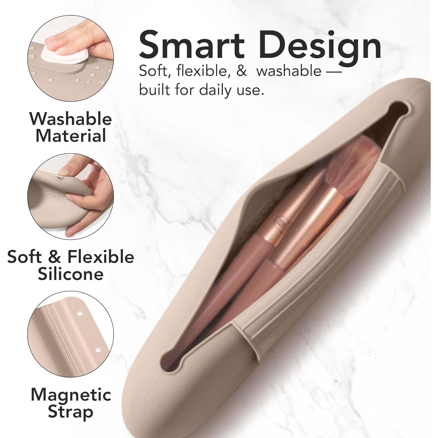 Porta Pinceles de Maquillaje Nirvomy Nuez, Silicona Resistente