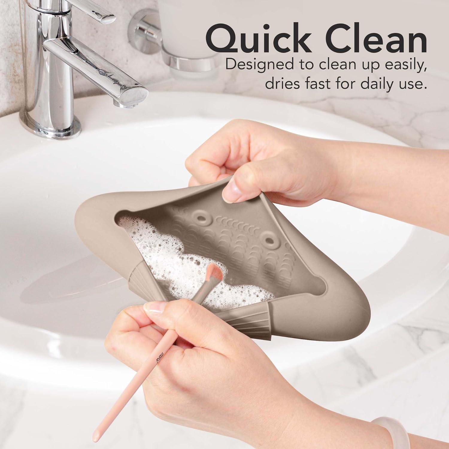 Porta Pinceles de Maquillaje Nirvomy Nuez, Silicona Resistente