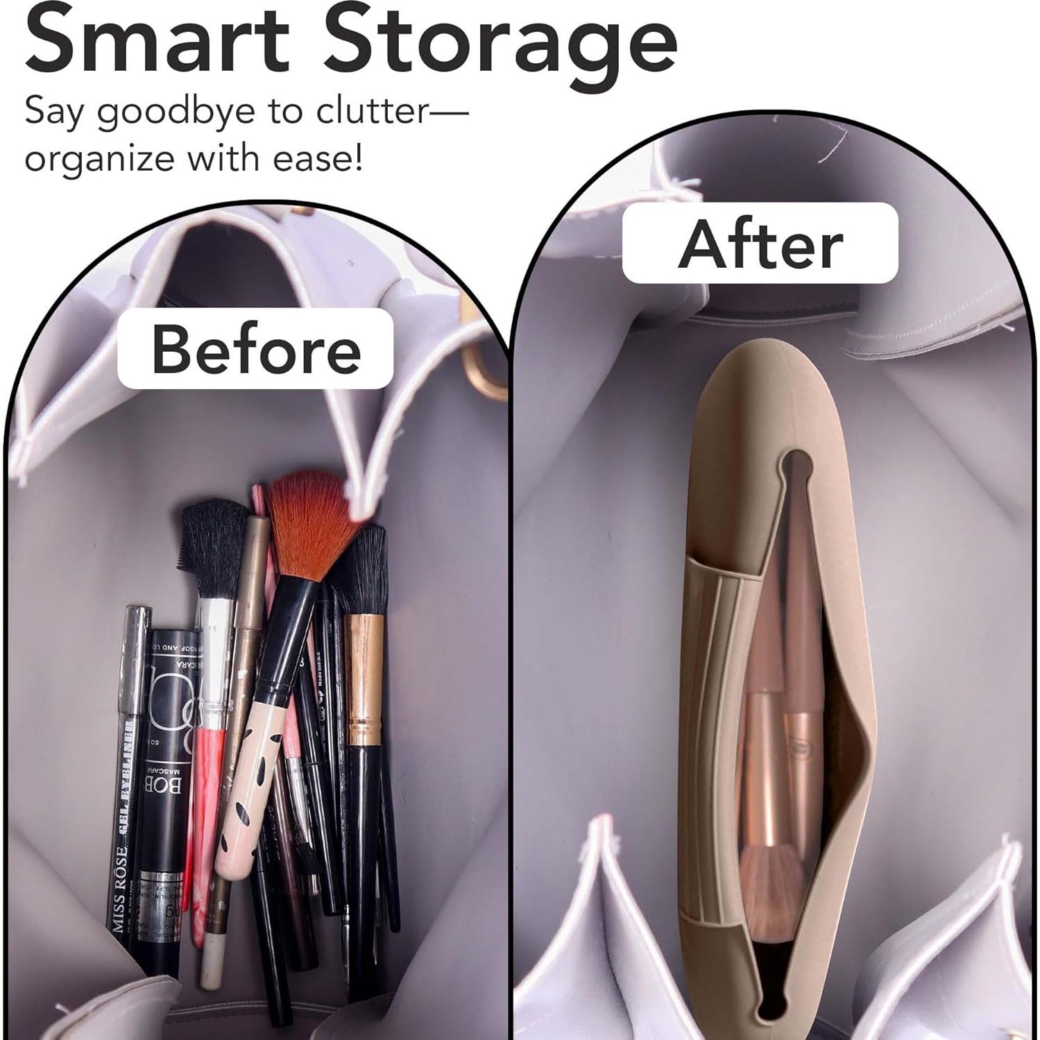 Porta Pinceles de Maquillaje Nirvomy Nuez, Silicona Resistente